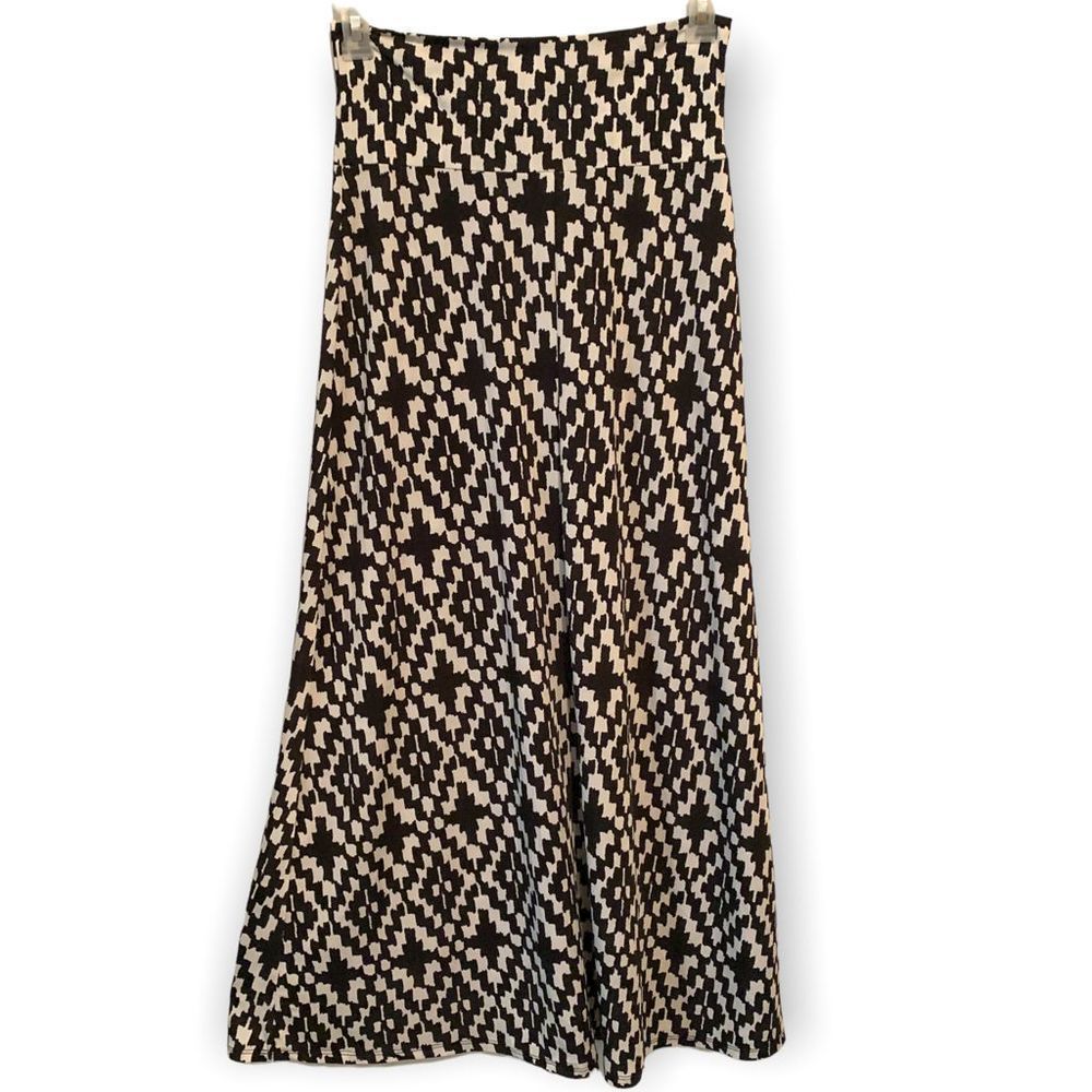 Pretty Young Thing Wide Waistband Black White Stretch Maxi Skirt M (C-003)
